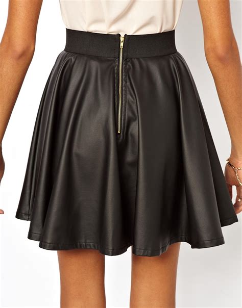 Club L Leather Look Skater Skirt At