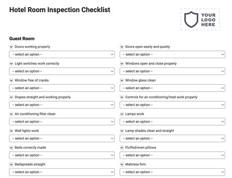 Hotel Room Inspection Checklist Joyfill