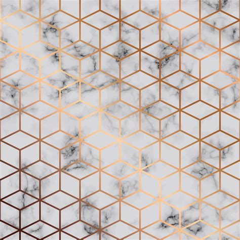 Vector Marble Texture Seamless Pattern Design With Golden Cubes