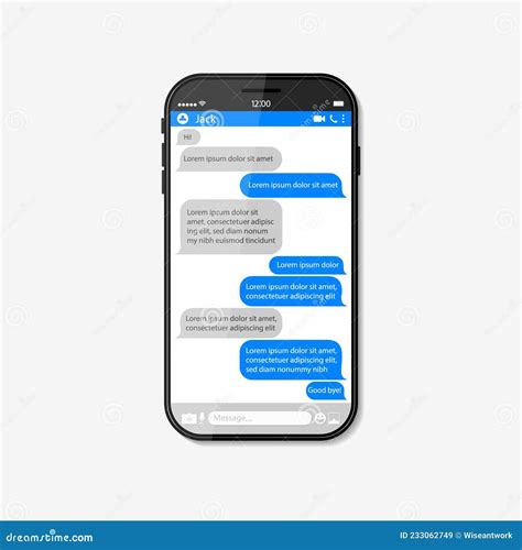 Chat Text In Phone Screen Message Bubble With Text On Smartphone For