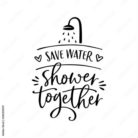 Save Water Shower Together Poster Vector Illustration Stock Vector Adobe Stock