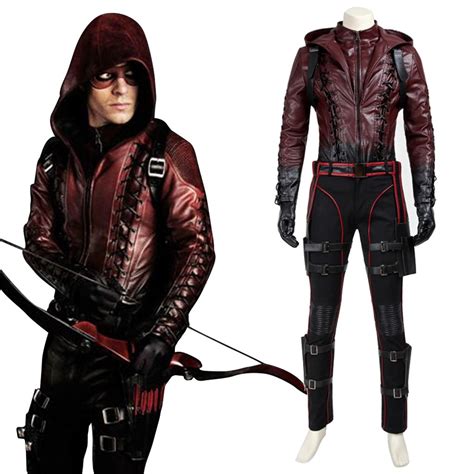 Cosplaydiy Mens Outfit Green Arrow 3 Roy Red Arrow Costume Cosplay