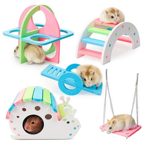 Buy 5 Pcs Hamster Toys Set Rainbow Diy Hamster Hideout House Rainbow