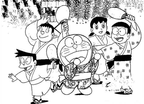 Gambar Mewarnai Doraemon Dan Kawan Kawan