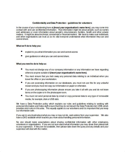 14 Data Confidentiality Agreement Templates Free Sample Example