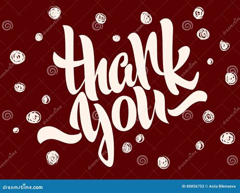 Thank You Lettering Hand Written Thank You Poster Stock Vector