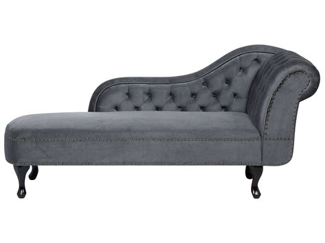 Right Hand Chaise Lounge Velvet Grey Nimes Uk