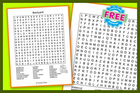 Backyard Word Search Puzzle Puzzle Cheer
