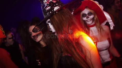 Celebrating Halloween In Nightclub In Costume Stock Video Video Of