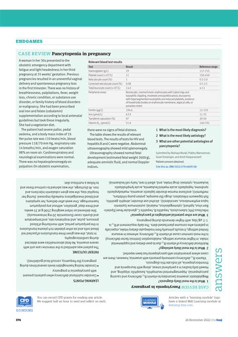 PDF Pancytopenia In Pregnancy