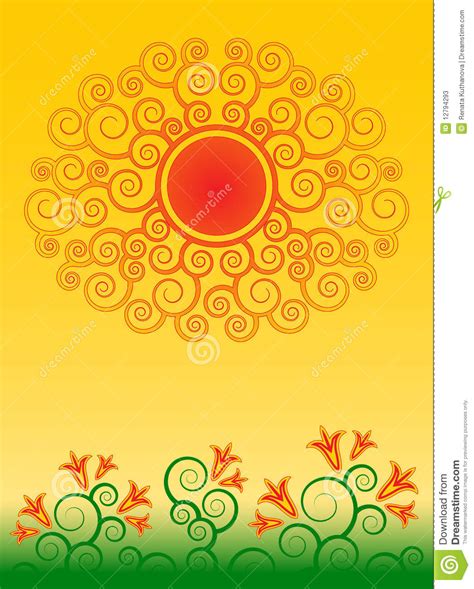 Abstract Sun And Flowers Stock Vector Illustration Of Card 12794293