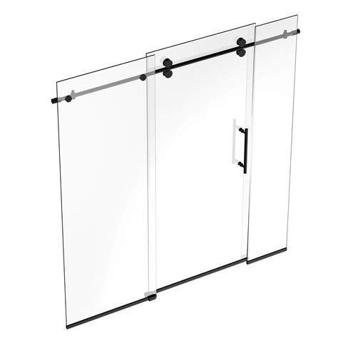 Two Glass Doors With Black Handles On Each Side