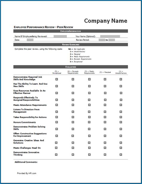 √ Free Printable Performance Review Checklist Template Checklist