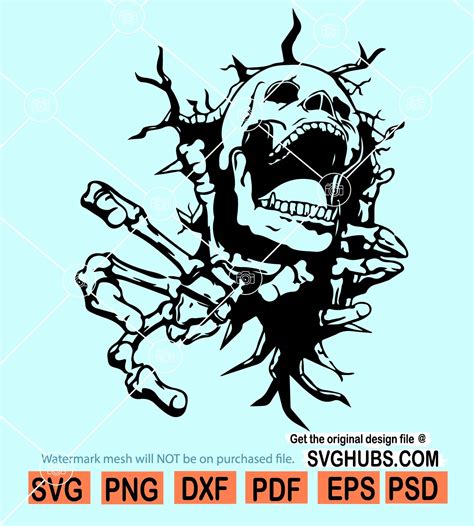 Skull In The Wall Svg Skull Emerging From Wall Svg Skeleton In The