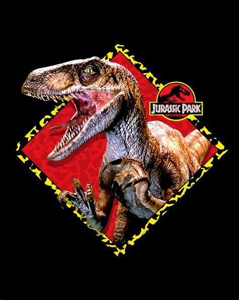 Jurassic Park Distressed Raptor Diamond Graphic Digital Art By Sue Mei Koh