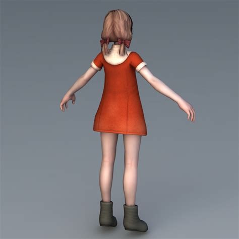 Red Dress Girl 3d Model 3ds Max Files Free Download Cadnav