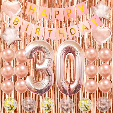 Happy 30th Birthday Decorations Rose Gold 30th Birthday Party Supplies