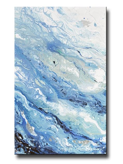 Giclee Print Art Abstract Painting Blue White Marbled