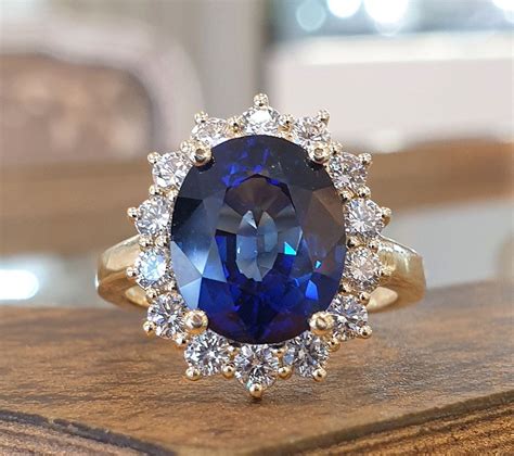 See more ideas about diana ring, princess diana ring, engagement rings. Princess Diana Engagement Ring 4CT Oval Blue Sapphire 14K ...