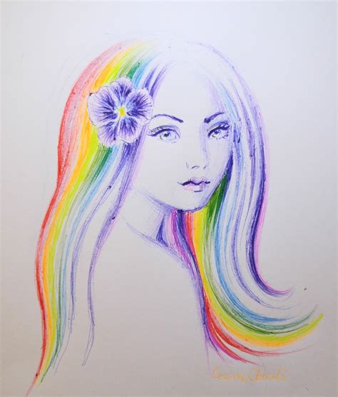 ♥ corinazone art the art of corina chirila ♥ rainbow haired lady