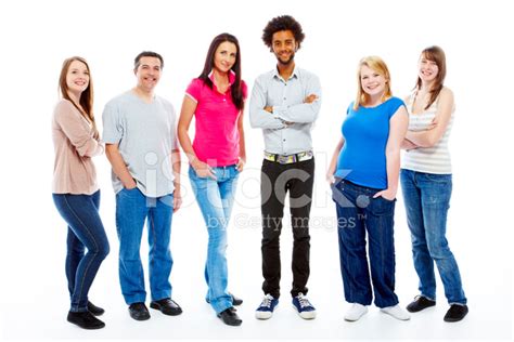 Group Of Young People Standing In A Row Stock Photo Royalty Free