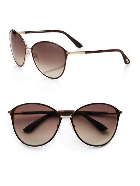 Lyst Tom Ford Penelope Metal Cats Eye Sunglasses In Metallic