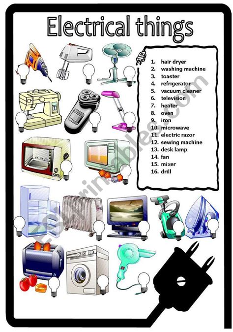 Electrical Things Esl Worksheet By Vanda51