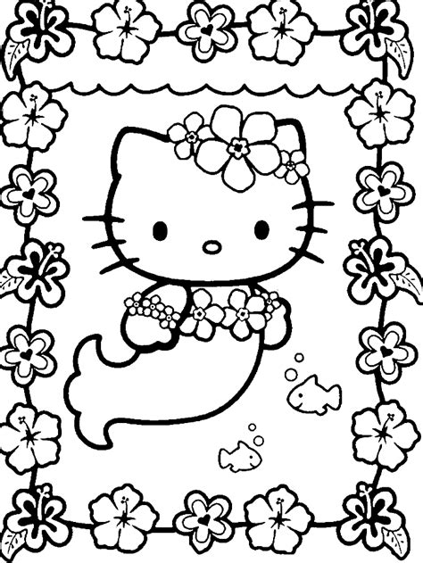 Free printable hello kitty coloring pages for kids. Hello Kitty Into A Mermaid Coloring Pages - Hello Kitty ...