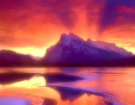 Fire And Ice Mountain Sunset Lake Landscape Hd Wallpaper Peakpx