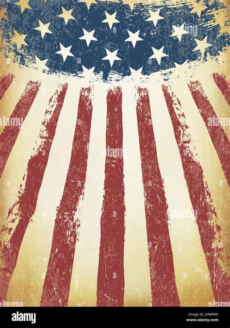 Grunge Aged American Flag Background Vector Template Stock Vector