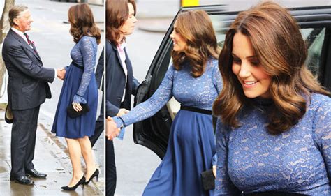 Kate Middleton Pregnant Duchess Wears Blue Dress With Sheer Top In