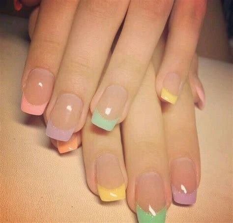 Pastel Multicolor French Tip Colored French Nails Nails Gel Nail