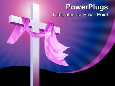 Powerpoint Template Christian Religion Theme With White Cross And Pink