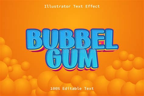 Bubble Gum With Modern Cartoon Style Editable Text Effect Stock Vector