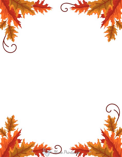 Printable Corner Fall Oak Leaf Page Border