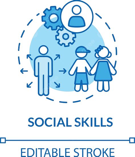 Children Social Skills Concept Icon Outline Lineart Illustration Vector