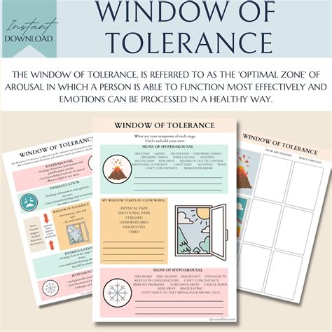 Window Of Tolerance Worksheet Trauma Therapy Dbt Therapy Etsy
