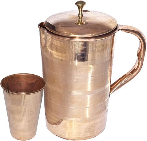 Dungri India Drinkware Pure Copper Jug Water Pitcher 1600 Ml 54 Oz Luxury Style