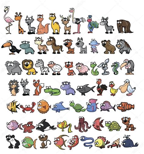 Set Of Cute Cartoon Animals Stock Vector Image By ©virinaflora 46269549