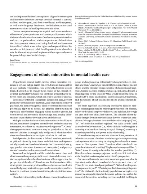 Pdf Engagement Of Ethnic Minorities In Mental Health Care