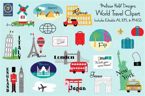 World Travel Clipart Graphics By Melissa Held Designs Thehungryjpeg