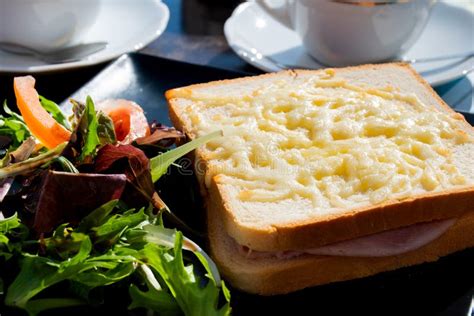 Croque Monsieur A Traditional French Toasted Gruyere Cheese And Ham