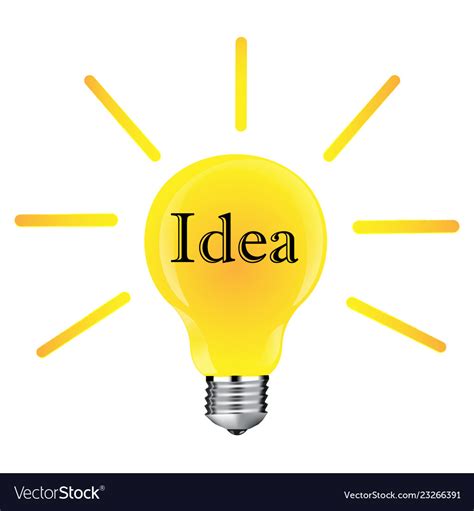 Flat Yellow Lightbulb Idea Concept Isolated Vector Image