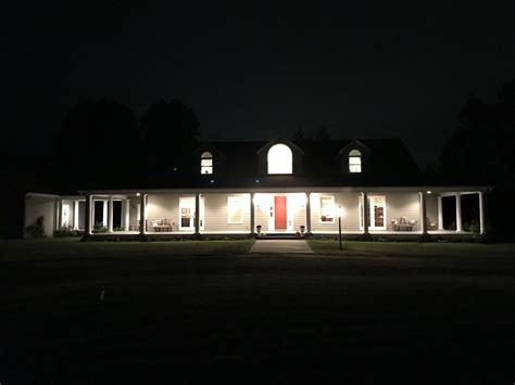 House Lit Up At Night Southern Architecture Horse Farms Riding Arenas