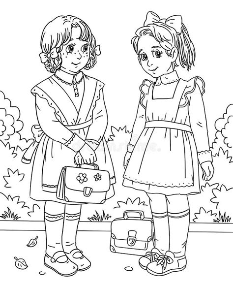 Girl Going To School Coloring Pages