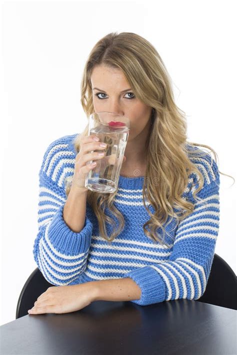 Young Woman Drinking A Glass Of Water Stock Image Image Of Happy