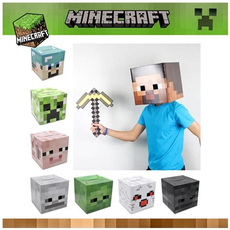 Minecraft Creeper Head Costume Cardboard 12x12x12 Inches Steve