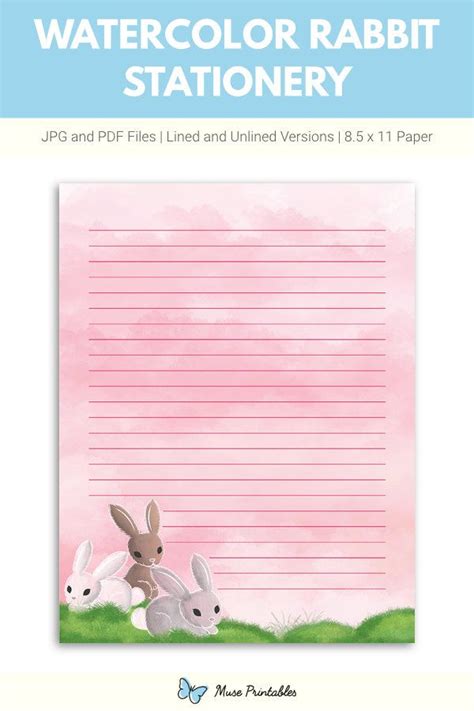 Printable Watercolor Rabbit Stationery Free Printable Stationery