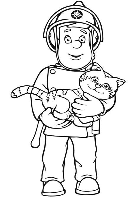 Just click download or print buttons to get this picture. Fireman Sam Save A Cat Coloring Page - Free Printable ...