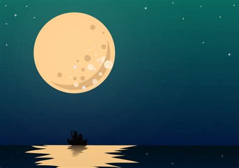 Moonlight Background Round Moon Sea Icons Colored Cartoon Vectors